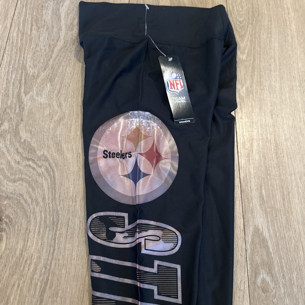 NFL Pittsburgh Steelers Women's Leggings Black Fitting Logo Football XS - Picture 2 of 9